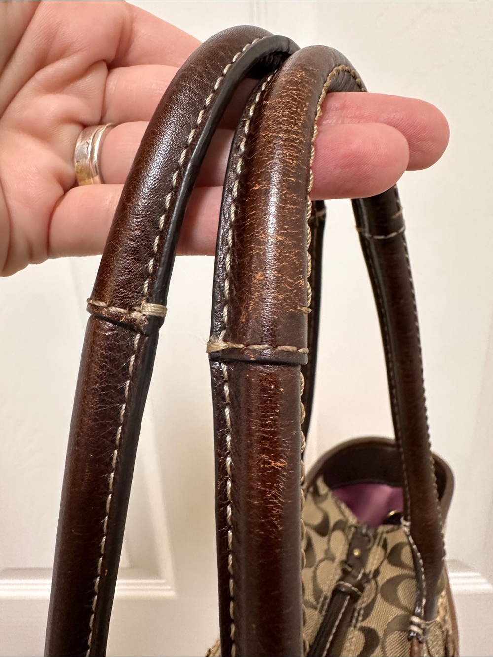 Coach Bleecker Patchwork Signature Jacquard Leather Animal Print Large Tote Y2K - Picture 10 of 17